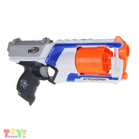  Súng Nerf Ổ Quay N-strike Strongarm Trắng Sọc Xanh 