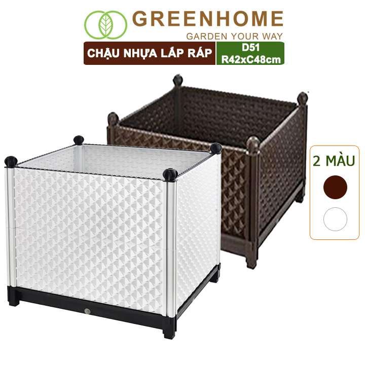 Chậu nhựa trồng rau Nhật Bản, Daim, D51xR42xC48cm, dễ lắp ráp, độ bền 5 năm |Greenhome