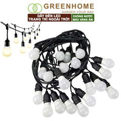 Dây đèn Led trang trí ngoài trời, màu Vàng ấm, chống bụi, chống nước, tiết kiệm điện |Greenhome