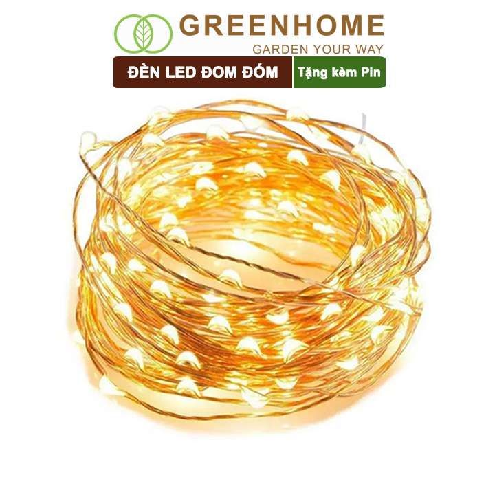 Đèn Led đom đóm Fairy Lights, 1 mét, 3 chế độ sáng, tặng kèm pin, tiện lợi, chịu nước, không hao điện |Greenhome