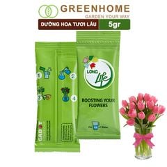 Dưỡng hoa tươi lâu longlife Greenhome, gói 5gr, lâu tàn, nở bông to, không bị hôi nước