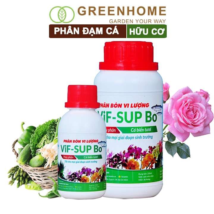 Phân đạm cá minro Greenhome, chai 100ml, hữu cơ giúp thân, rễ cây khoẻ, siêu chồi và hoa