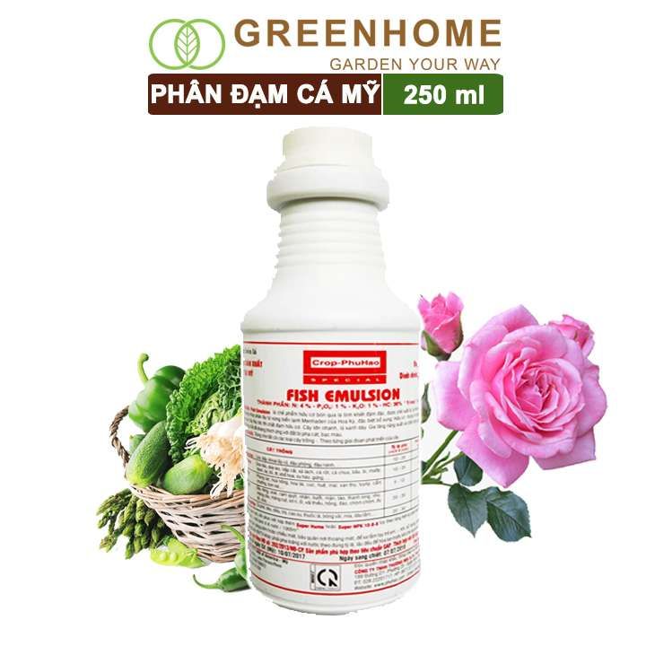 Phân đạm cá Mỹ, Fish Emulsion, đậm đặc, hữu cơ cho hoa hồng, rau sạch, cây cảnh, kiểng lá |Greenhome