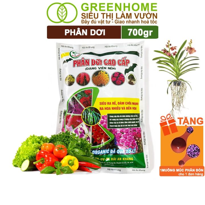 Phân Dơi Greenhome, Bao 700gr, Viên Nén, Đã Qua Xử Lý, Ra Rễ Mạnh, Hoa Nhiều, Tốt Cho Lan, Kiểng, Rau, Cây Ăn Trái