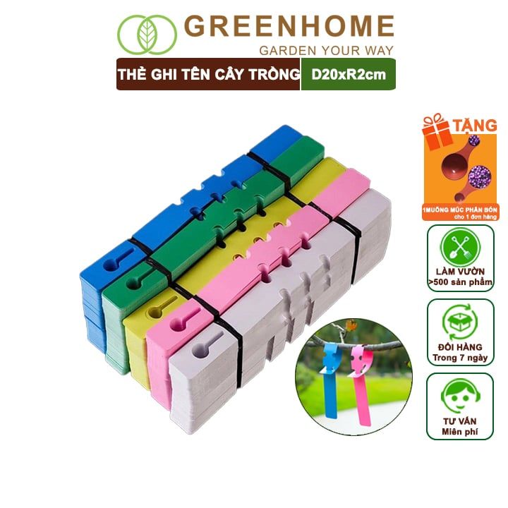 10 Thẻ Ghi Tên Cây Greenhome, D20xR2cm, Chất Liệu Nhựa PVC, Dễ Lắp Đặt, Tái Sử Dụng, Đánh Dấu Cây Trồng, Hạt Giống Rau, Hoa