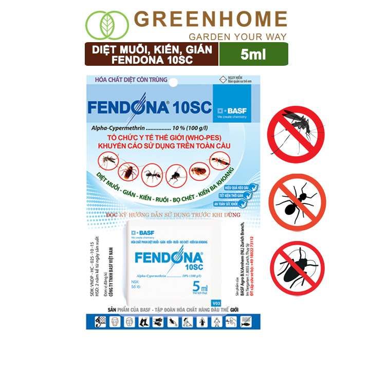 Thuốc diệt muỗi Fendona10SC, gói 5ml, hiệu quả, không mùi, diệt gián, ruồi,kiến ba khoang, côn trùng |Greenhome