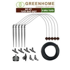 Bộ kít tưới nhỏ giọt, Greenhome đầu tưới có bù áp, tiết kiệm lượng nước, thời gian tưới cây, dễ dàng lắp đặt