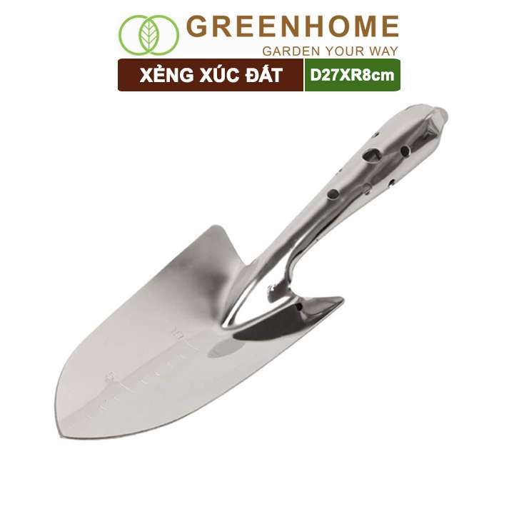 Xẻng làm vườn, inox, D27xR8cm, cầm tay, chống rỉ, siêu bền |Greenhome