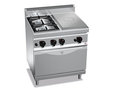 SOLID TOP + 2 OPEN BURNERS W/ 1/1 GAS OVEN - G7T4P2F+FG1 - BERTO'S