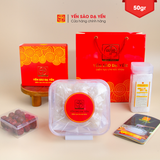  50gr Yến Sạch Miếng Vuông Nhiều Sợi, Nở Nhiều - Hộp 9-10 Lần Dùng - Tặng kèm thố sành cao cấp 
