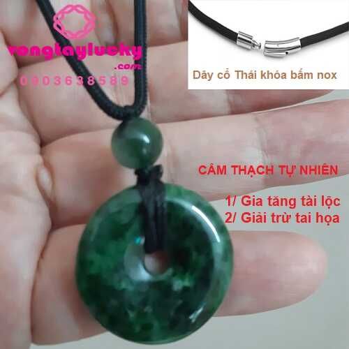 Dây cổ Thái gắn đồng điếu 2,5cm Ngọc cẩm thạch thiên nhiên JADE A  Vip