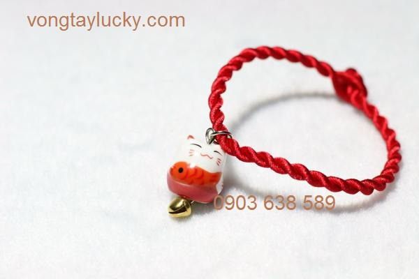 [Quà tặng mùa thi] vòng tay may mắn mèo Maneki Neko Nhật bản hồng long đỏ MS0050