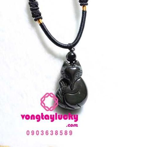 hồ ly phong thủy, đá hồ ly, hồ ly đá núi lửa, hồ ly obsidian, mặt dây chuyền hồ ly