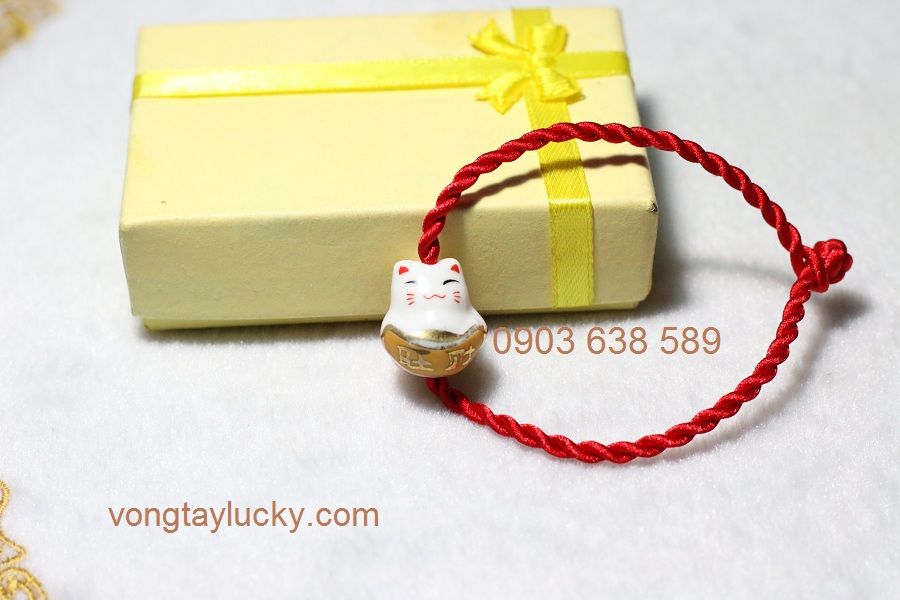 VÒNG-TAY-PHONG THỦY MÈO MANEKI NEKO MS0015 tài lộc ôm thỏi vàng mẫu mới nhất