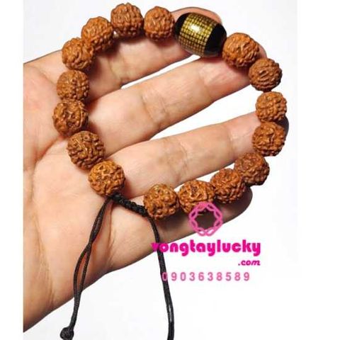  Chuỗi bồ đề kim cang Tây tạng 11,5li kết hợp với đá lu thống khắc kinh Phật độc đáo 