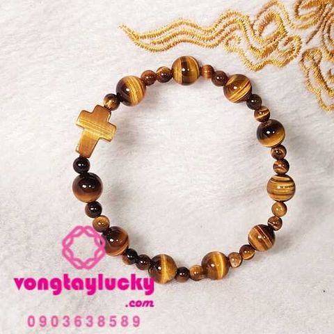 chuỗi mân côi đá mắt hổ, vòng tay công giáo, vòng tay nữ, vòng tay mệnh kim, chuỗi mân côi đẹp, đá mắt hổ tự nhiên, đá mắt hổ vàng nâu, chuỗi mân côi 10 hạt, kinh mân côi