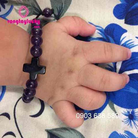 Vòng tay cho bé, thạch anh tím, vòng tay công giáo, vòng tay trừ tà, vòng tay bình an