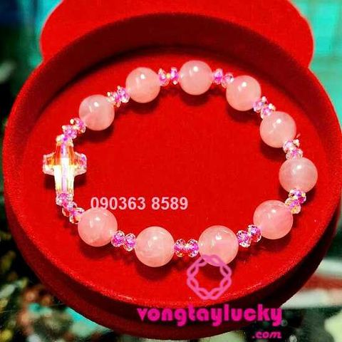 vòng tay thạch anh hồng có tác dụng gì,Vòng tay công giáo, chuỗi mân côi, chuỗi mân côi thạch anh hồng, vòng tay mệnh hỏa