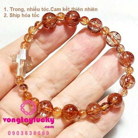 vòng tay thạch anh tóc, thạch anh tóc đỏ 5A, chuỗi mân côi mệnh hỏa, vòng tay công giáo, chuỗi mân côi đẹp