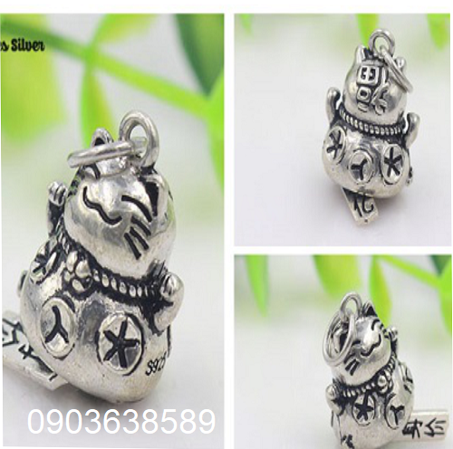 Charm mèo bạc Thái 925 Maneki Neko