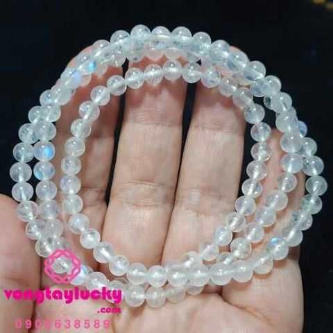 vòng tay đá phong thủy, đá mặt trăng quấn tay 3 vòng, đá moonstone