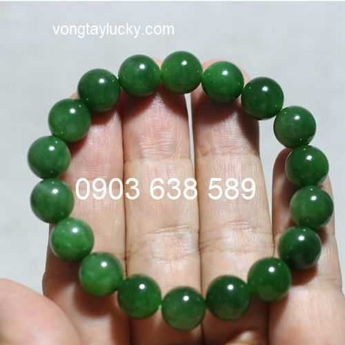 Chuỗi ngọc bích thiên nhiên(Phật ngọc) Nephrite 9,8 li hợp mệnh Mộc và Hỏa