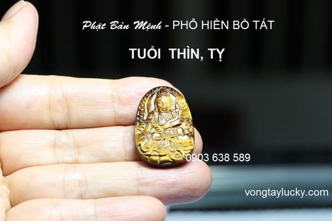  Bồ Tát Phổ Hiền là Phật bản mệnh đá mắt hổ 3,2x2cm của người tuổi Thìn và tuổi Tỵ, 