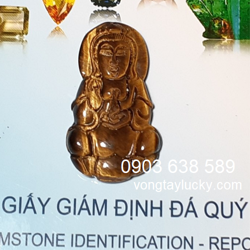 Mặt quan thế Âm đá mắt hổ 4x2,5cm