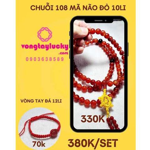 chuỗi 108 hạt, mã nào đỏ, chuỗi đeo cổ, chuỗi niệm Phật