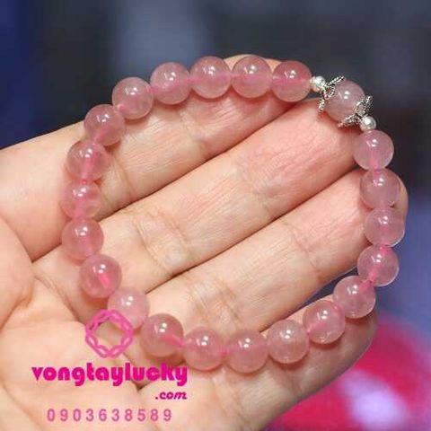 Hyaline Quartz, Rose Quartz, vòng tay thạch an hồng, thạc anh hồng mix charm, vòng tay mệnh hoả, vòng tay nữ, vòng tay mệnh thổ, vòng tay đẹp, thạch anh hồng có tác dụng gì, vòng tay đá thạch anh