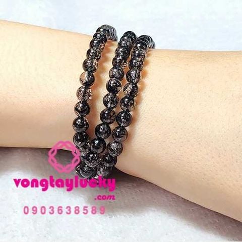 thạch anh tóc đen thiên nhiên, thạch anh tóc đen, chuỗi quấn tay 3 vòng thạch anh tóc đen, vòng tay mệnh thủy, thạch anh tóc đen siêu đẹp, thạch anh tóc đen 6li, vòng tay may mắn,