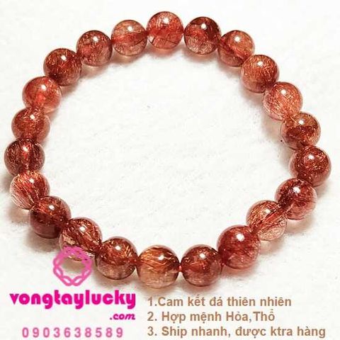 tóc nâu đỏ, thạch anh tóc đỏ đô, vòng tay đá phong thủy, vòng tay may mắn, vòng tay mệnh hỏa, vòng tay đá thạch anh, vòng tay mệnh thổ, vòng tay nữ, thạch anh tóc thiên nhiên, vòng tay đẹp