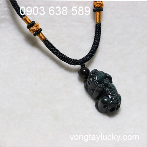 Dây chuyền Tỳ hưu đá đen Obsidian thiên nhiên 100% (đá hắc ngà)