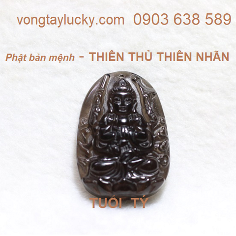  Phật Bản mệnh tuổi 12 con giáp thạch anh khói 3,5x2,5cm Thạch anh khói xám 