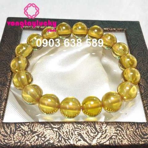  Vòng tay đá topaz 10li màu vàng hợp mệnh KIM, THỦY 