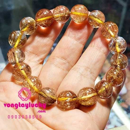 [Hiếm] Vòng thạch anh tóc vàng đồng 5A 12li