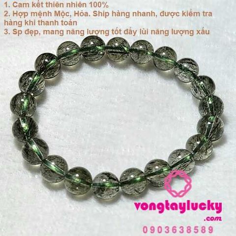 thạch anh tóc xanh lá, thạch anh tóc xanh, vòng tay nữ, vòng tay mệnh mộc, vòng tay may mắn,  vòng tay mệnh hỏa, vòng tay đẹp, vòng tay đá tự nhiên