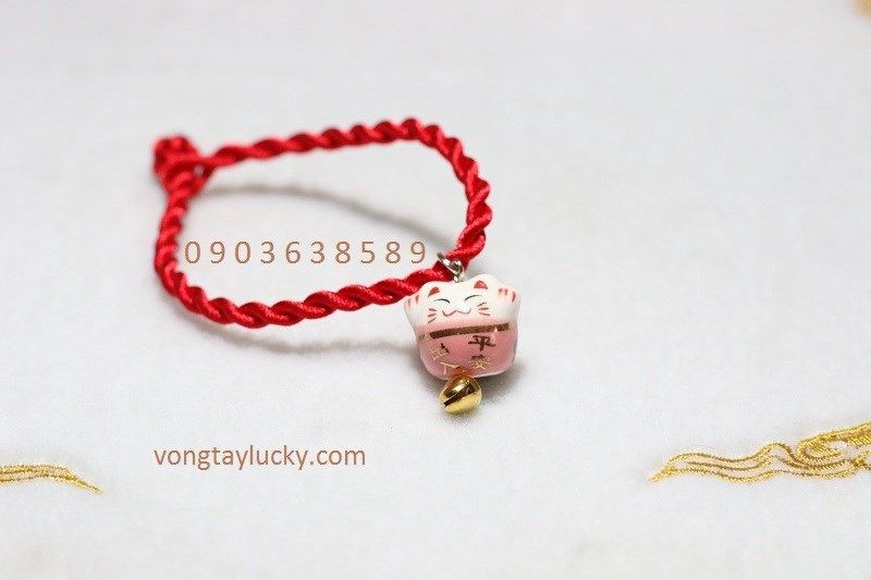 VÒNG-TAY-PHONG THỦY MÈO MANEKI NEKO MS0023 màu hồng :