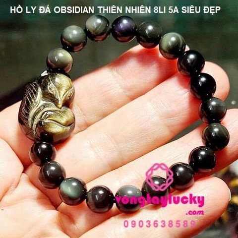 hồ ly 9 đuôi, Vòng tay hồ ly đá núi lửa, vòng tay cầu duyên, vòng tay đẹp, hồ ly đá núi lửa, hồ ly đá obsidian ánh bạc, vòng tay nữ tay nhỏ, vòng tay hồ ly mệnh thủy, vòng tay may mắn
