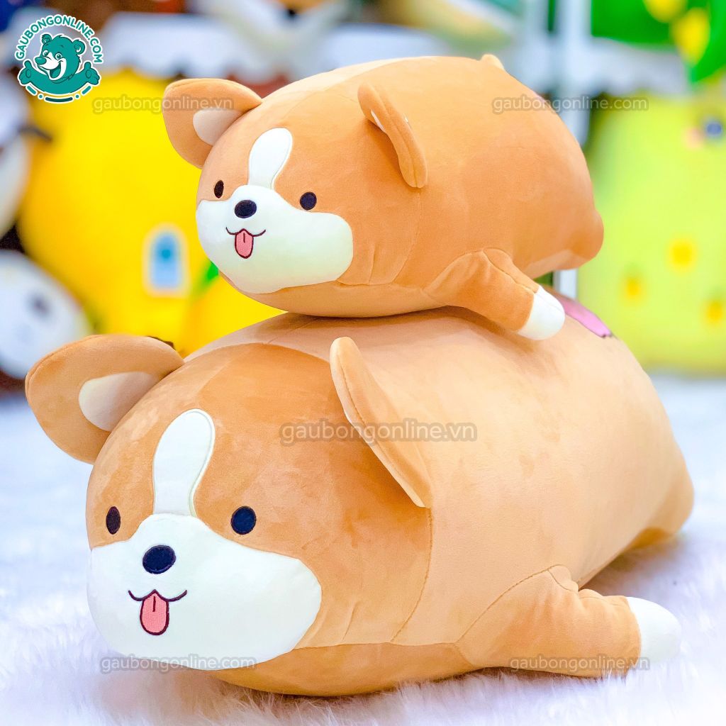 Corgi Nằm Thêu Hoa