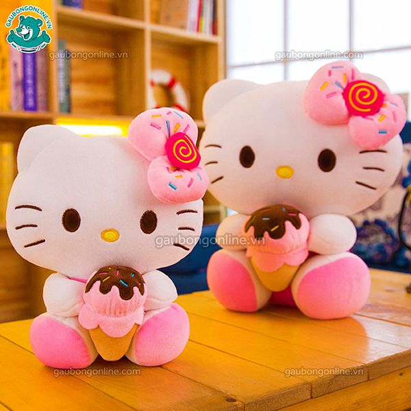 Gấu Bông Hello Kitty Ôm Kem