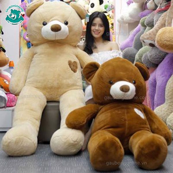 Gấu bông Teddy - Nâu Love 1m6 & 1m4