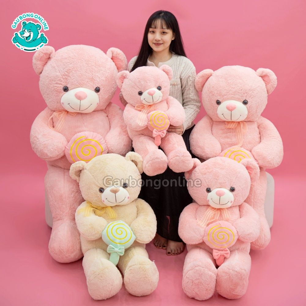 Gấu Bông Teddy Ôm Kẹo Nơ