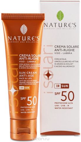  NATURE'S SOLARE SUN CREAM ANTIAGE FACE &LIPS spf 50 