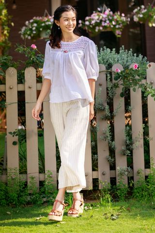  Quần Culottes Nữ Sọc Trắng 