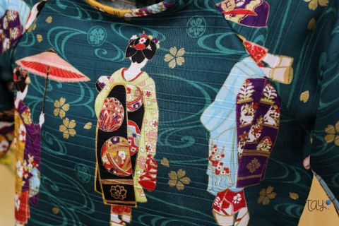  ÁO DÀI JAPAN MAIKO XANH 