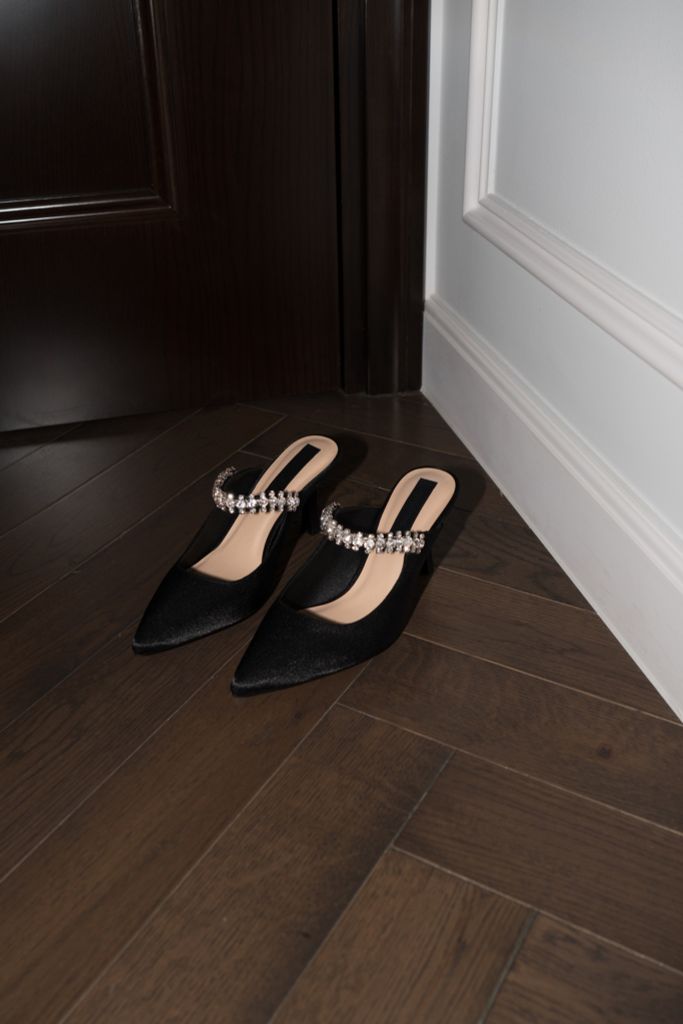 Giày Cao Gót Floralpunk Diana Pointy Mules - Satin