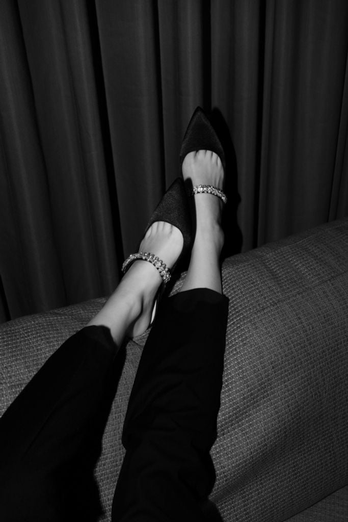 Giày Cao Gót Floralpunk Diana Pointy Mules - Satin