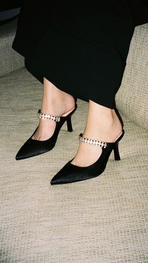 Giày Cao Gót Floralpunk Diana Pointy Mules - Satin