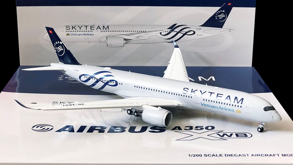 Mô Hình Máy Bay Vietnam Airlines Airbus A350-900 Flaps Down VN-A897 Skyteam | JC Wings 1:200